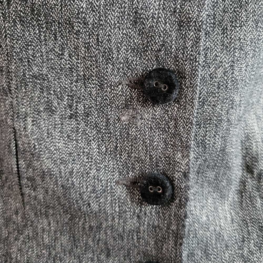 Suzy Shier Women's US4 Blazer Gray Black Velvet Panel Button Front Tailored Fit - Picture 5 of 16